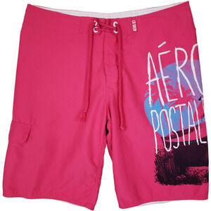 Aeropostale Men's Swim Trunks Board Shorts Size 33 Pink Beachwear Swimwear EUC